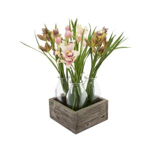 Set de 4 vases avec orchidées artificielles rose et marron…