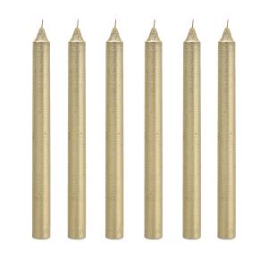Set de 6 bougies dorées métallique H25