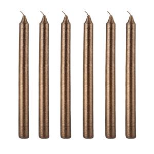 Set de 6 bougies marrons métallique H25