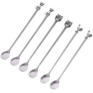 Set de 6 cuillières à cocktail assorties argent en inox