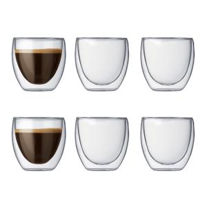 Set de 6 gobelets double paroi 8 cl transparent en verre