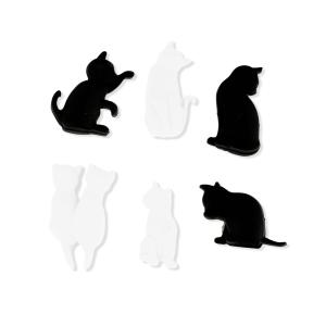 Set de 6 marqueurs de verre  Chat noir et blanc silicone 2…