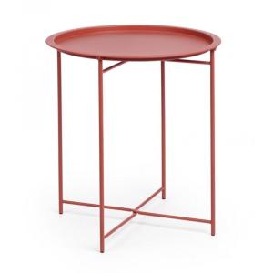 Set de 6 tables basses rondes en acier rouge