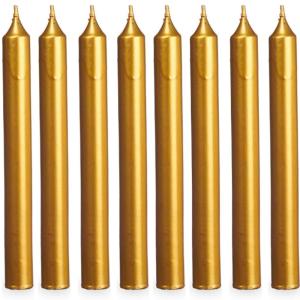 Set de 8 bougies pour chandelier dorées longues 2x2x20cm
