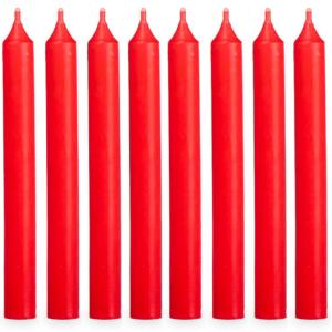 Set de 8 bougies pour chandelier rouges longues 2x2x20cm