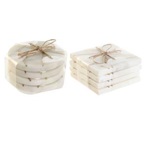 Set de 8 dessous de verres en marbre et laiton doré 10x10cm
