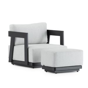 Set de fauteuil de jardin avec repose-pieds en aluminium an…