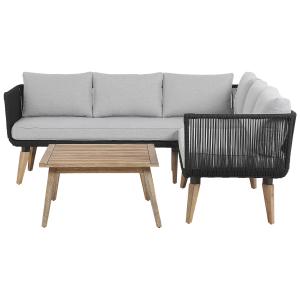 Set de jardin en bois noir 5 Personnes