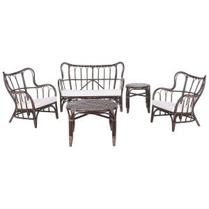 Set de jardin en rotin marron 4 Personnes