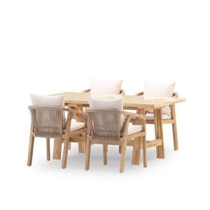Set de repas 4 pl table céramique beige 168x87