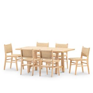 Set de repas 6p table 170x90 en bois
