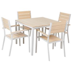 Set de salle à manger 4 personnes en bois synthétique beige…