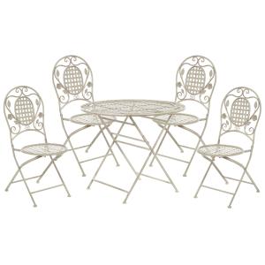 Set de salle à manger 4 personnes en métal blanc