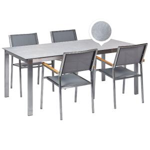 Set de salle à manger 4 personnes en verre de sécurité gris…