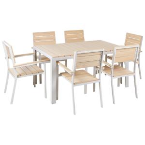 Set de salle à manger 6 personnes en bois synthétique beige…