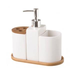 Set de salle de bain céramique et bambou
