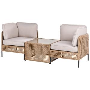 Set de salon d'extérieur 2 personnes en polyrotin beige
