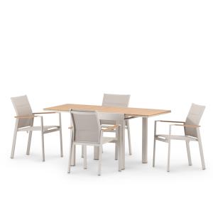 Set de table 160/80×80 cm et 4 chaises alum beige e textile…