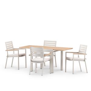 Set de table 160/80×80 cm et 4 chaises en aluminium avec co…