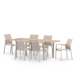 Set de table 200/140×90 cm et 6 chaises alum beige e textil…