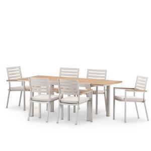 Set de table 200/140×90 cm et 6 chaises en aluminium avec c…