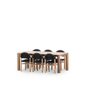 Set de table 200x100cm et 6 chaises en bois et rotin noir