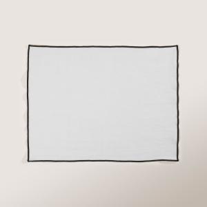 Set de table 35x45 cm Blanc pur et bourdon noir en Lin