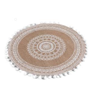 Set de table blanc en jute avec pompons Diam. 38 cm