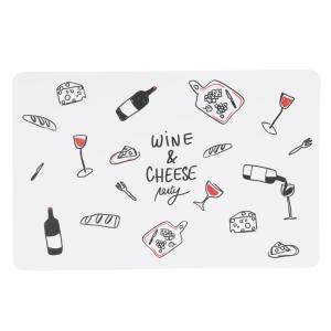 Set de table blanc et rouge motif fromage et vin 28x44