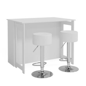 Set de table de bar avec 2 tabourets de bar, Blanc 116 x 90…