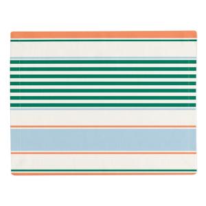 Set de table en coton enduit bleu orange blanc 41x52