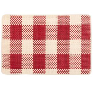 Set de table en fibre de palmier rouge et beige