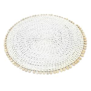 Set de table en herbes de mer et coquillages blanc 38x38 cm