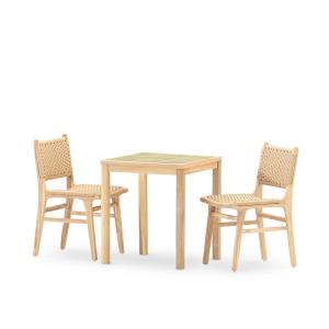 Set de table et 2 chaises en bois et céramique vert clair 6…