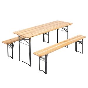 Set de table et bancs brasserie en bois 180 cm