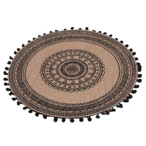 Set de table noir en jute avec pompons Diam. 38 cm