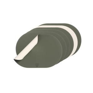 Set de table ovale réversible - 6 pièces - blanc crème et v…