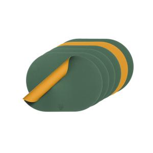 Set de table ovale réversible - 6 pièces - moutarde et vert…