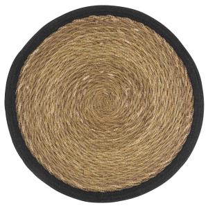 Set de table rond en jute et bordures noires