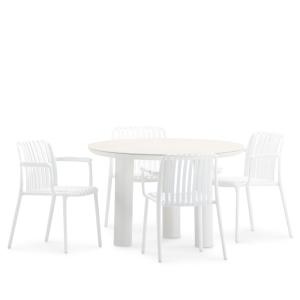 Set de table ronde et 4 chaises blanc