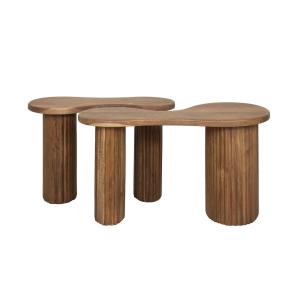 Set de tables basses organiques en bois marron