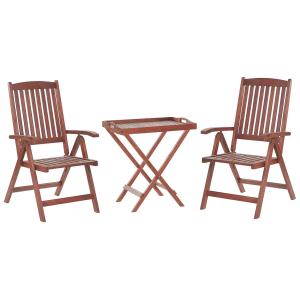 Set de terrasse table et 2 chaises en bois foncé