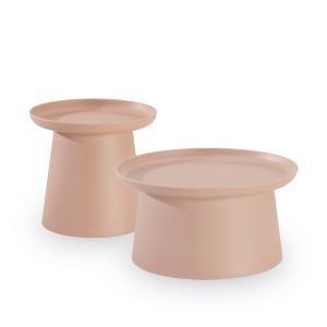 Set jardin 2 tables rondes en polypropylène rose D50 et D70…