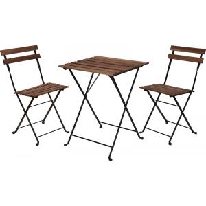 Set table   2 chaises de jardin pliable en métal noir et bo…