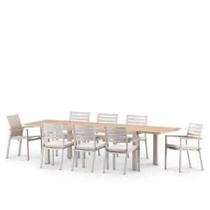 Set table jardin 300/200x100 cm et 6 chaises alum beige av…