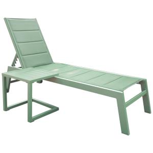 Set transat et table d'appoint textilène et aluminium vert…