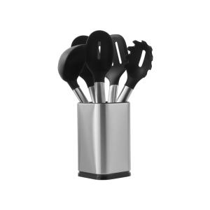 Set ustensiles de cuisine en inox gris/noir 6 pièces