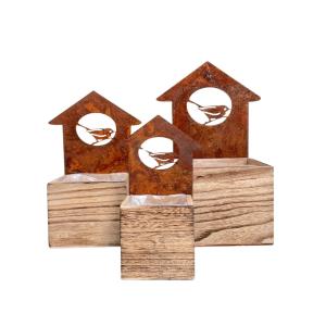 Set3 jardinières extérieures jardin bois métal marron 20 25…