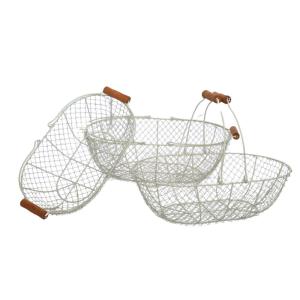 Set3 paniers ovales grillagés en métal blanc L.51.5 48.5 43…