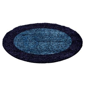 SHAGGY - Tapis à Bordures Rond - Bleu Foncé 160 x 160 cm